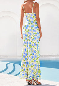 PRETTYGARDEN Women's Summer Spaghetti Strap Maxi Dress Sleeveless Side Slit Mesh Cocktail Dresses Beach Vacation Sundress PRETTYGARDEN