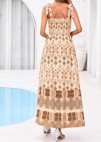 PRETTYGARDEN Women's Summer Maxi Dress Tie Straps Floral Beach Vacation Long Dresses Smocked Boho Sundress with Pockets PRETTYGARDEN