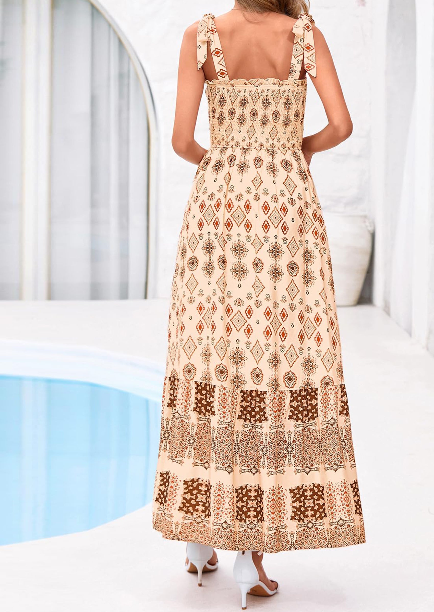 PRETTYGARDEN Women's Summer Maxi Dress Tie Straps Floral Beach Vacation Long Dresses Smocked Boho Sundress with Pockets PRETTYGARDEN