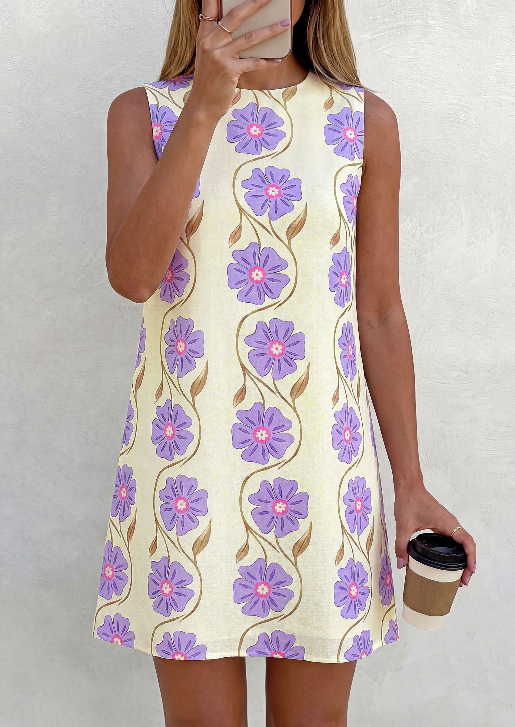 PRETTYGARDEN Sundresses for Women 2026 Summer Elegant Floral A Line Short Party Dress Beach Vacation Clothes PRETTYGARDEN