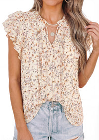 PRETTYGARDEN Womens Summer Boho Tops Trendy 2026 V Neck Flutter Short Sleeve Floral Casual Dressy Blouses Shirts Spring Clothes PRETTYGARDEN