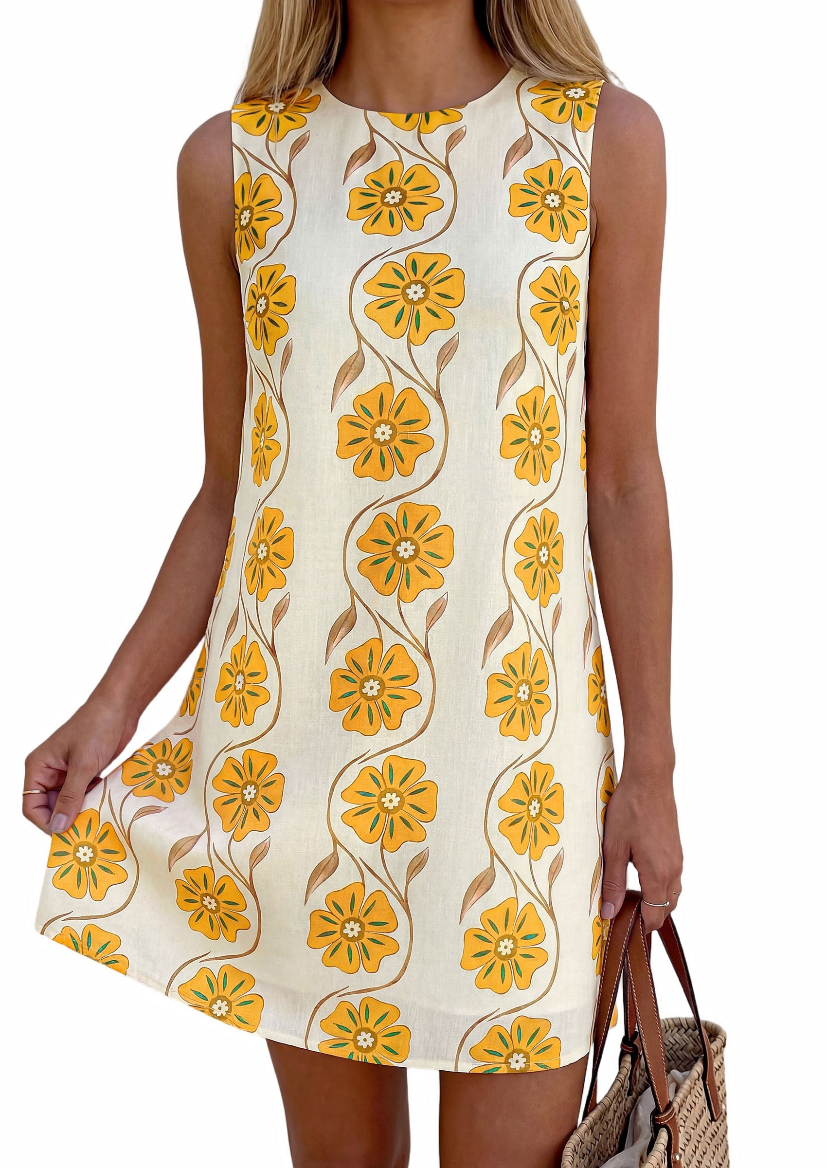 PRETTYGARDEN Sundresses for Women 2026 Summer Elegant Floral A Line Short Party Dress Beach Vacation Clothes PRETTYGARDEN