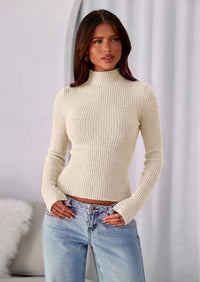 PRETTYGARDEN Long Sleeve T Shirts for Women Fall Fashion Mock Neck Fitted Ribbed Tee Tops Casual Basic Winter Clothing