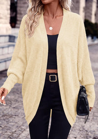 PRETTYGARDEN Batwing Long Sleeve Lightweight Cardigan Sweaters for Women Batwing Sleeve Long Cardigans Loose Fit Soft Ribbed Knit Light Weight Sweater Early Fall Fashion Streetwear Travel Outfits