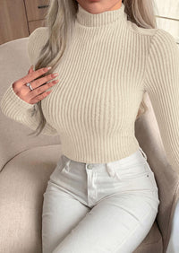 PRETTYGARDEN Long Sleeve T Shirts for Women Fall Fashion Mock Neck Fitted Ribbed Tee Tops Casual Basic Winter Clothing