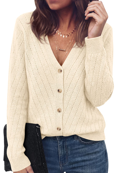 PRETTYGARDEN Women's Cozy Cardigan Sweater with Button | V Neck Long Sleeve Tops, Open Front for Fall Clothes 2026, Knit Winter Clothing, Solid Bussiness Casual & Vacation Outfits