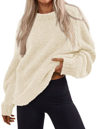 PRETTYGARDEN Womens Oversized Fuzzy Fall Sweaters 2026 Casual Pullover Tops Crew Neck Cozy Ribbed Knit Sweater, Slouchy Loose Fit Raglan Long Sleeve Tops, Chunky Soft Cute Clothes, Fashion Winter Wear