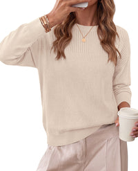 PRETTYGARDEN Sweaters for Women Lightweight Pullover Tops  Crew Neck Long Sleeve Ribbed Knit Basic Sweater, Casual Cute Top for Daily Office Work, Early Fall Fashion, Winter Clothing