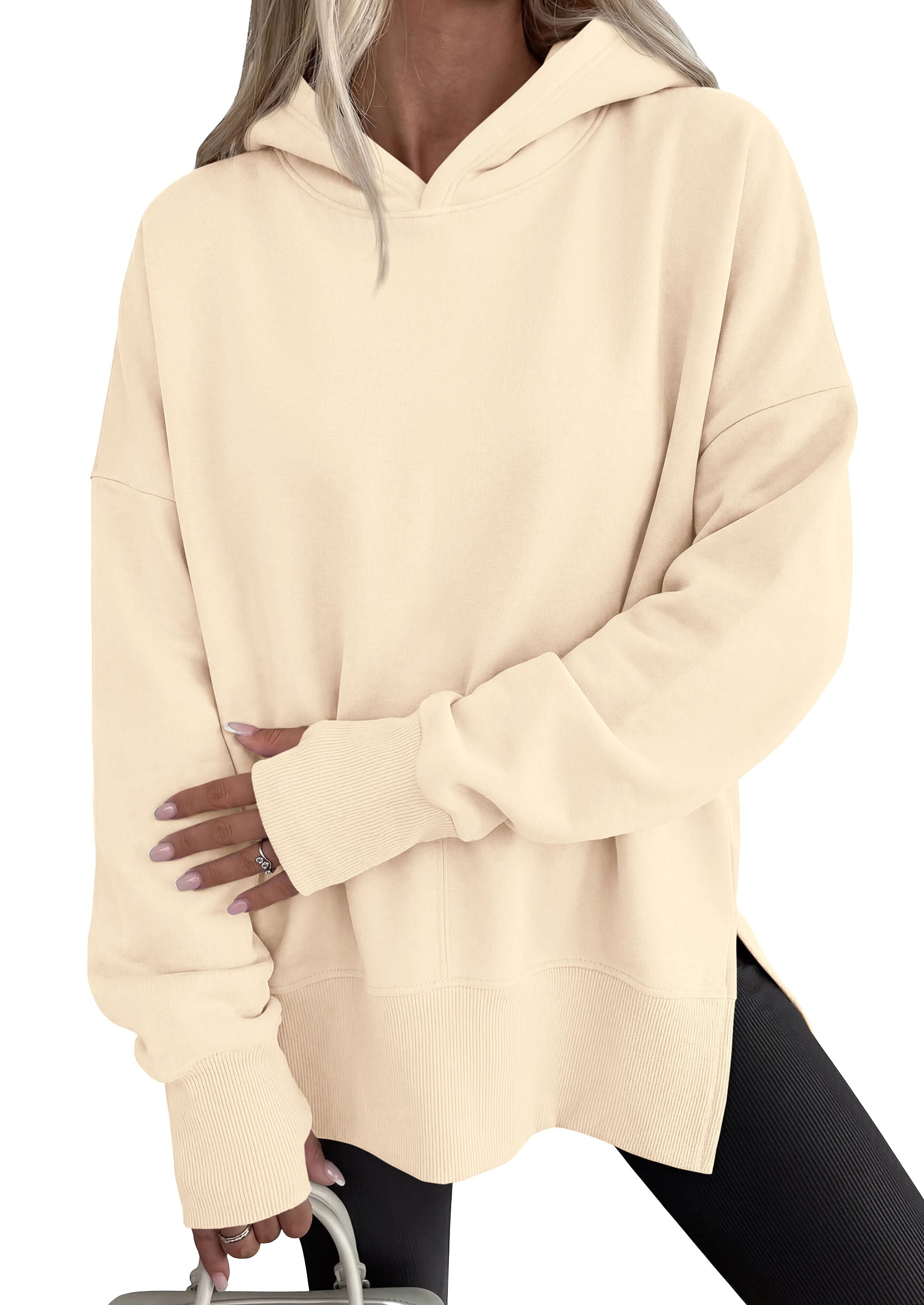 PRETTYGARDEN Womens Oversized Hoodies Side Slit Sweatshirts | Fall Fashion 2026 Trendy Outfits, Thumbholes & Unique Center Seam, Comfort Drop Shoulder Pullover, Chic Tunic for Leggings
