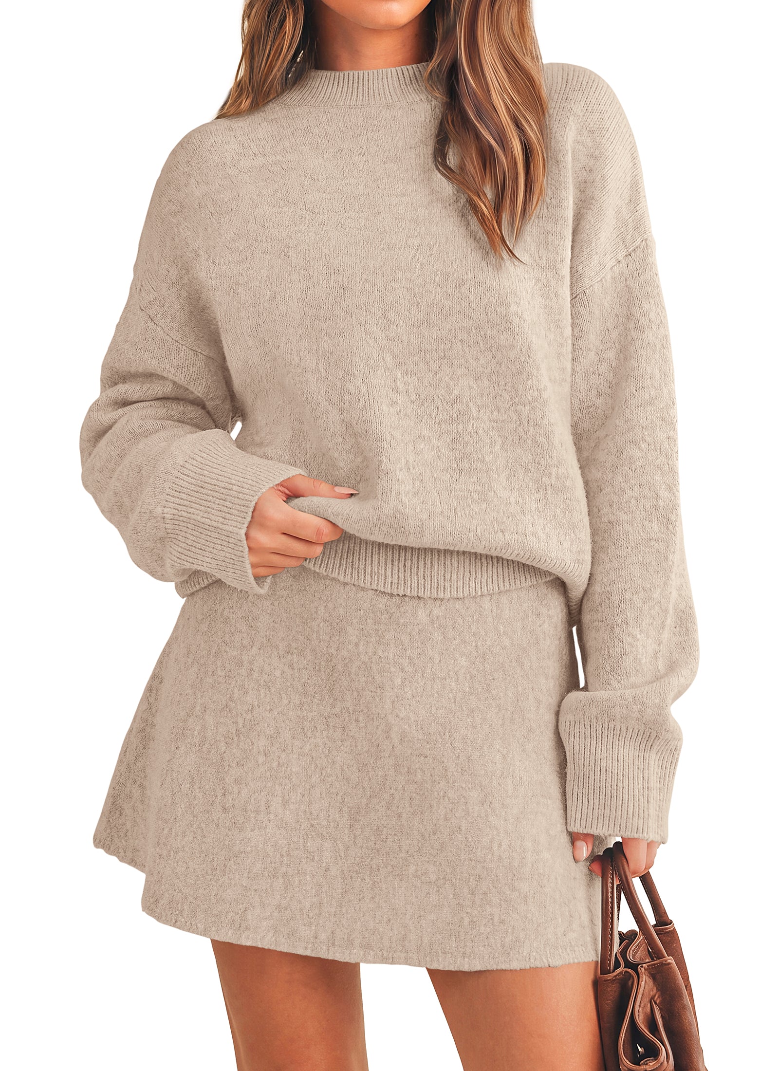 PRETTYGARDEN 2 Piece Sets For Women Sweater Mini Skirt Set
