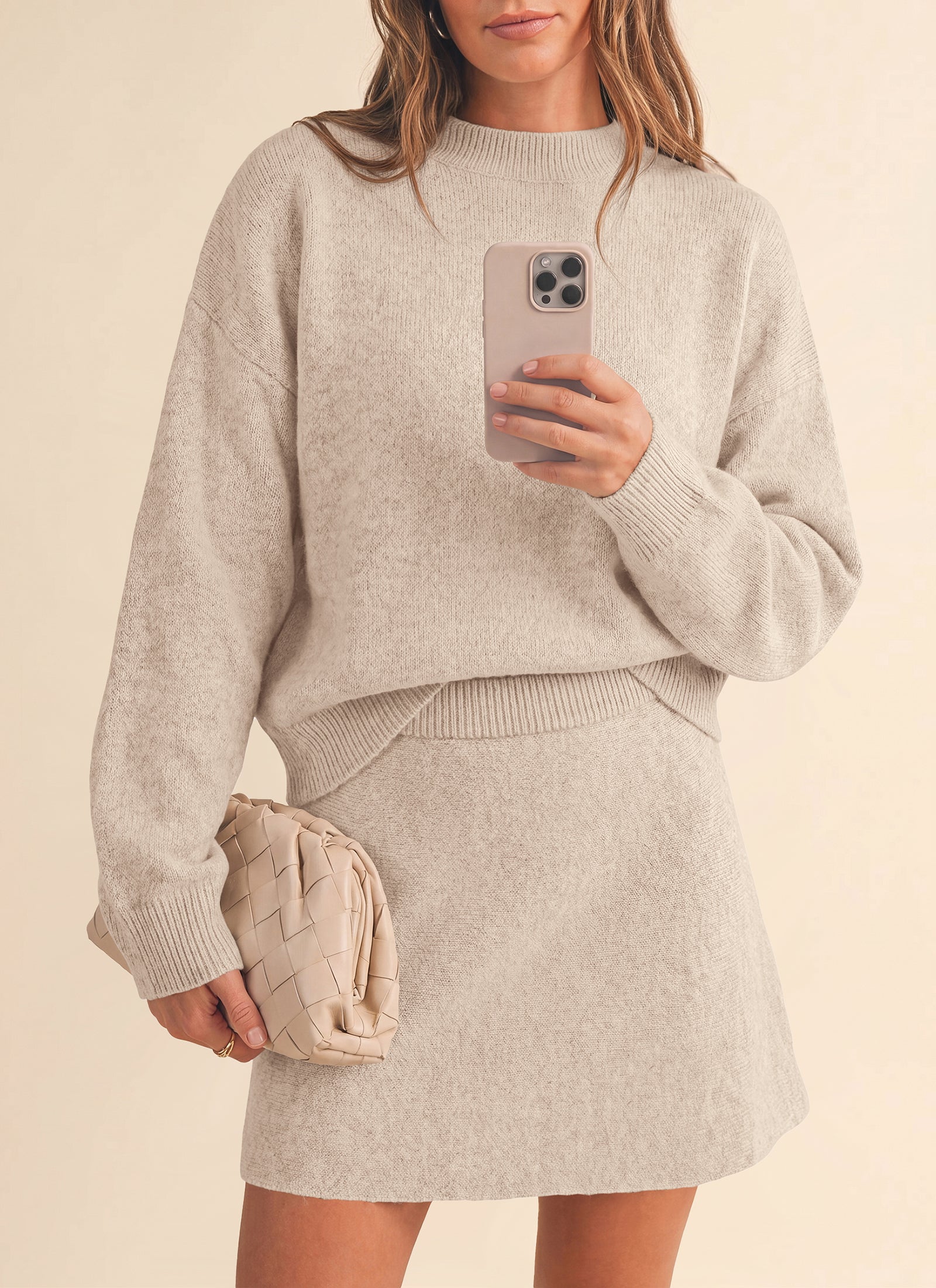 PRETTYGARDEN 2 Piece Sets For Women Sweater Mini Skirt Set