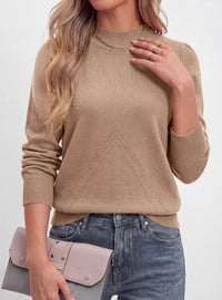 PRETTYGARDEN Womens Fall Mock Neck Long Sleeve Sweater  Soft Stretchy Fabric, V-Shape Knit Pattern, Chic Puff Sleeves, Ribbed Trim Pullover Sweaters, Casual Work Office Outfits