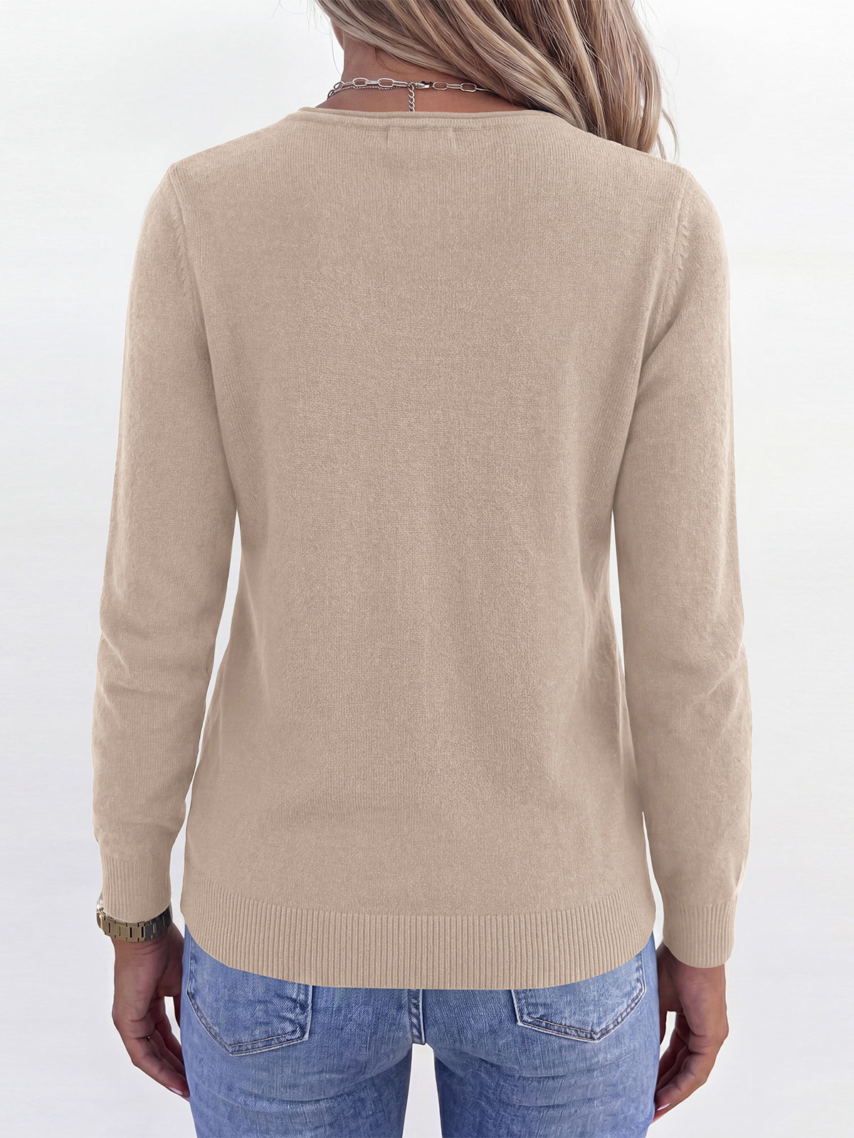PRETTYGARDEN Womens Long Sleeve Sweaters V Neck Dressy Casual Tops Lightweight Loose Pullover Top, Comfy Ribbed Knit Sweater, Early Fall Fashion Clothing, Business Casual Work Office Outfits