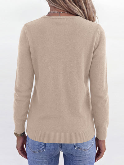 PRETTYGARDEN Womens Long Sleeve Sweaters V Neck Dressy Casual Tops Lightweight Loose Pullover Top, Comfy Ribbed Knit Sweater, Early Fall Fashion Clothing, Business Casual Work Office Outfits