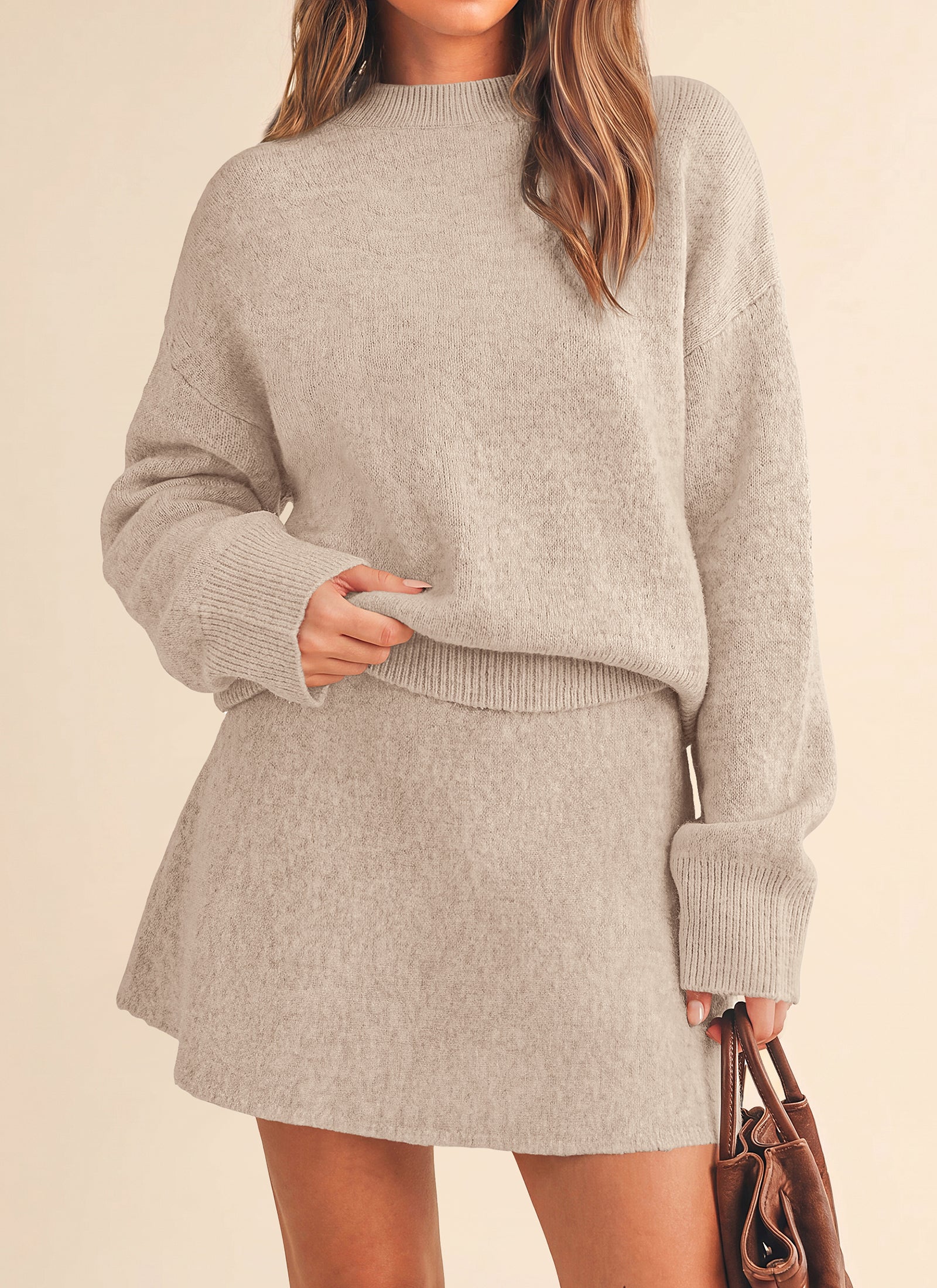 PRETTYGARDEN 2 Piece Sets For Women Sweater Mini Skirt Set
