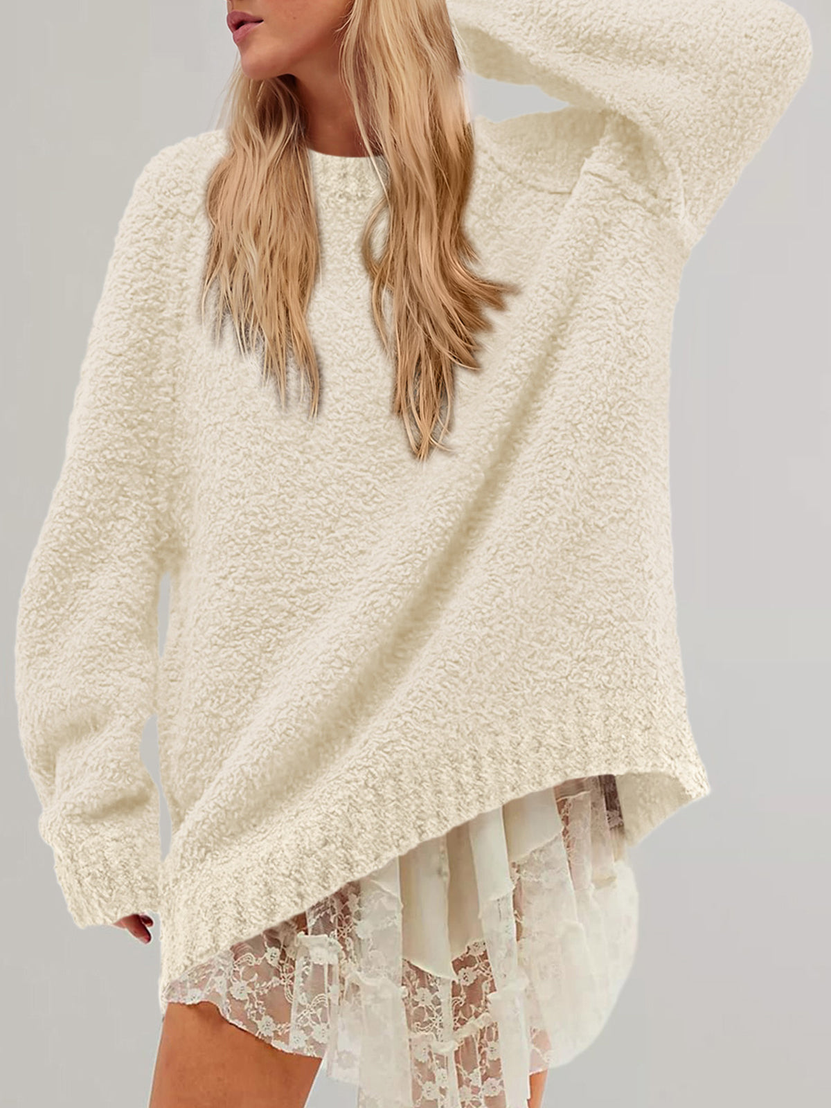 PRETTYGARDEN Womens Oversized Fuzzy Fall Sweaters 2026 Casual Pullover Tops Crew Neck Cozy Ribbed Knit Sweater, Slouchy Loose Fit Raglan Long Sleeve Tops, Chunky Soft Cute Clothes, Fashion Winter Wear