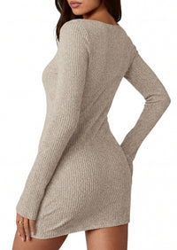 PRETTYGARDEN Womens Fall Bell Long Sleeve Mini Dress 2026 Casual Boat Neck Ribbed Bodycon Short Party Cocktail Dresses
