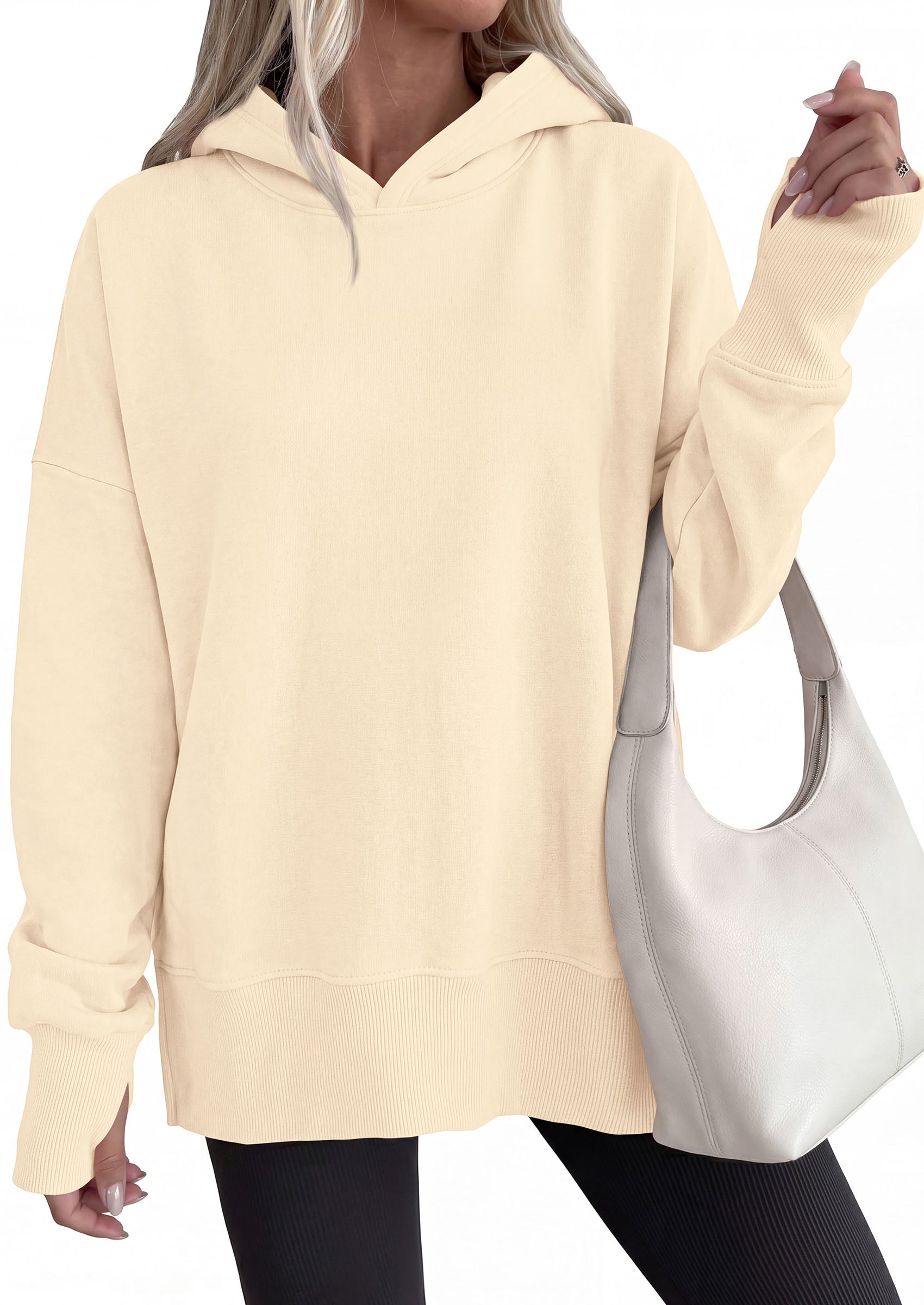 PRETTYGARDEN Womens Oversized Hoodies Side Slit Sweatshirts | Fall Fashion 2026 Trendy Outfits, Thumbholes & Unique Center Seam, Comfort Drop Shoulder Pullover, Chic Tunic for Leggings