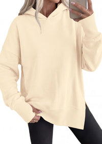 PRETTYGARDEN Womens Oversized Hoodies Side Slit Sweatshirts | Fall Fashion 2026 Trendy Outfits, Thumbholes & Unique Center Seam, Comfort Drop Shoulder Pullover, Chic Tunic for Leggings