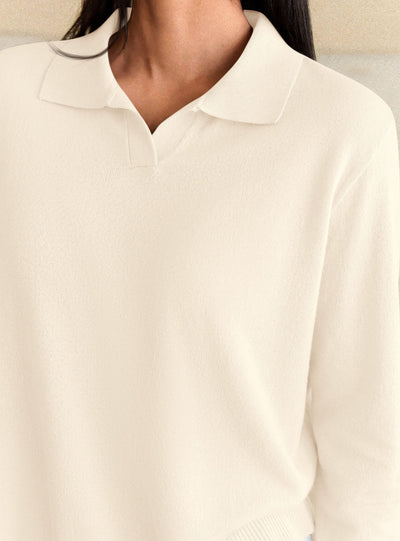 PRETTYGARDEN Womens Long Sleeve Collared Polo Sweater V Neck Knit Ribbed Business Casual Pullover Sweaters 2026 Fall Outfits