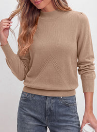 PRETTYGARDEN Womens Fall Mock Neck Long Sleeve Sweater  Soft Stretchy Fabric, V-Shape Knit Pattern, Chic Puff Sleeves, Ribbed Trim Pullover Sweaters, Casual Work Office Outfits