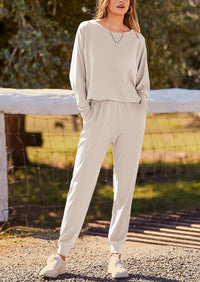 PRETTYGARDEN Women's Fall 2 Piece Lounge Set Long Sleeve Tops Ribbed Pants Spring Matching Sweatsuit Travel Outfits Clothes