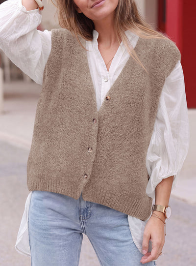 PRETTYGARDEN Womens Fall Sleeveless Button Down Sweater Vest  Soft Knit Fabric, Fashion Deep V Neck, Casual Loose Fit Sweater, Going Out Outfits, 2026 Trendy Winter Clothes