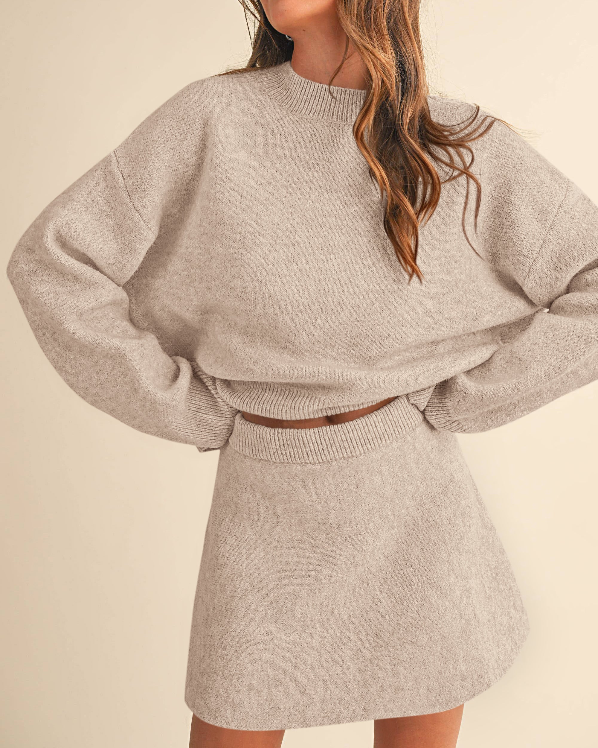 PRETTYGARDEN 2 Piece Sets For Women Sweater Mini Skirt Set
