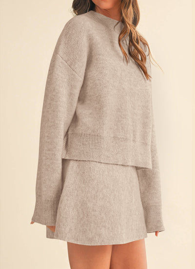 PRETTYGARDEN 2 Piece Sets For Women Sweater Mini Skirt Set