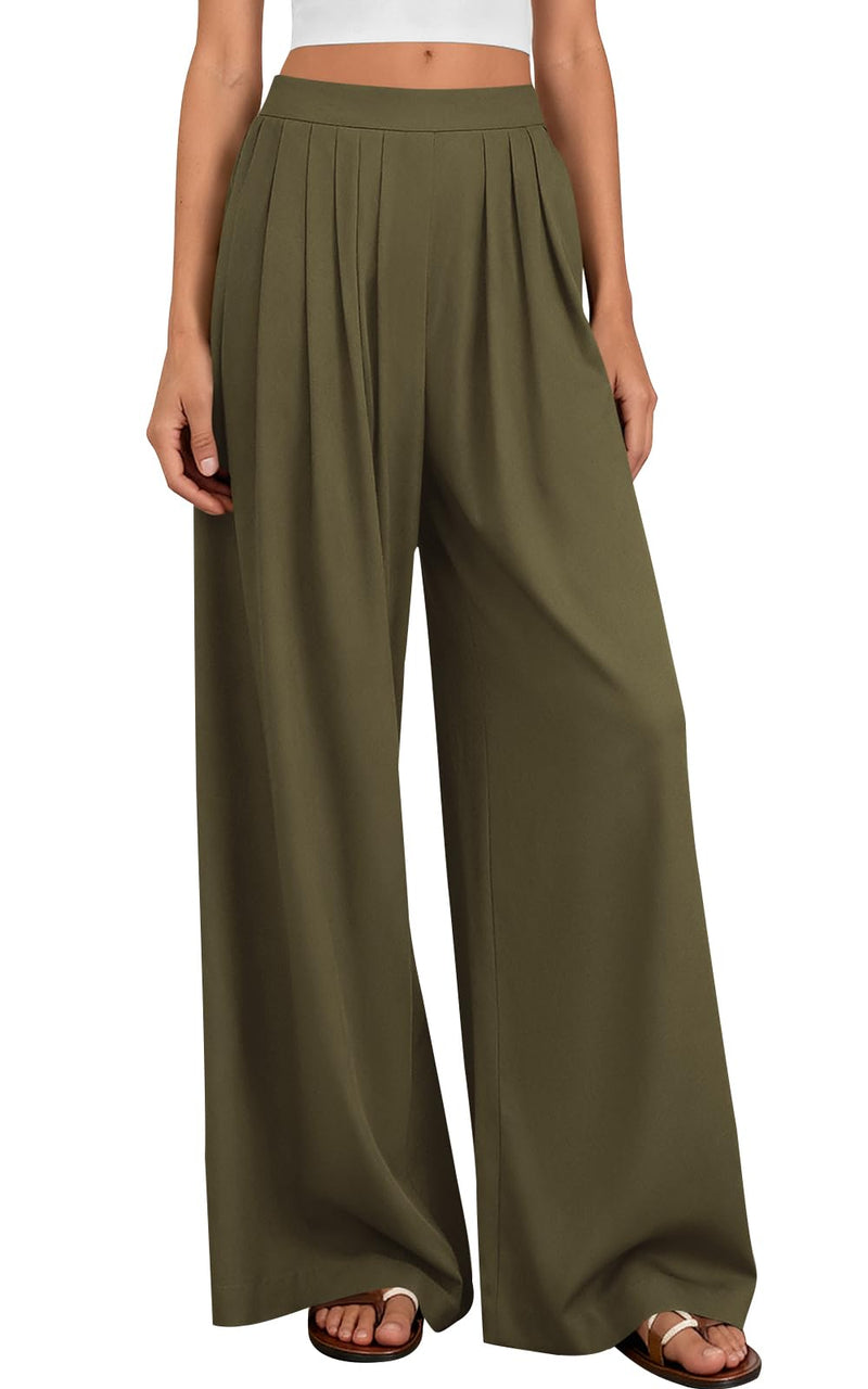 PRETTYGARDEN Loose Fit Wide Leg Pants Woman High Waisted Flowy Comfy Palazzo Pants for Women Work Trousers Spring Fashion PRETTYGARDEN