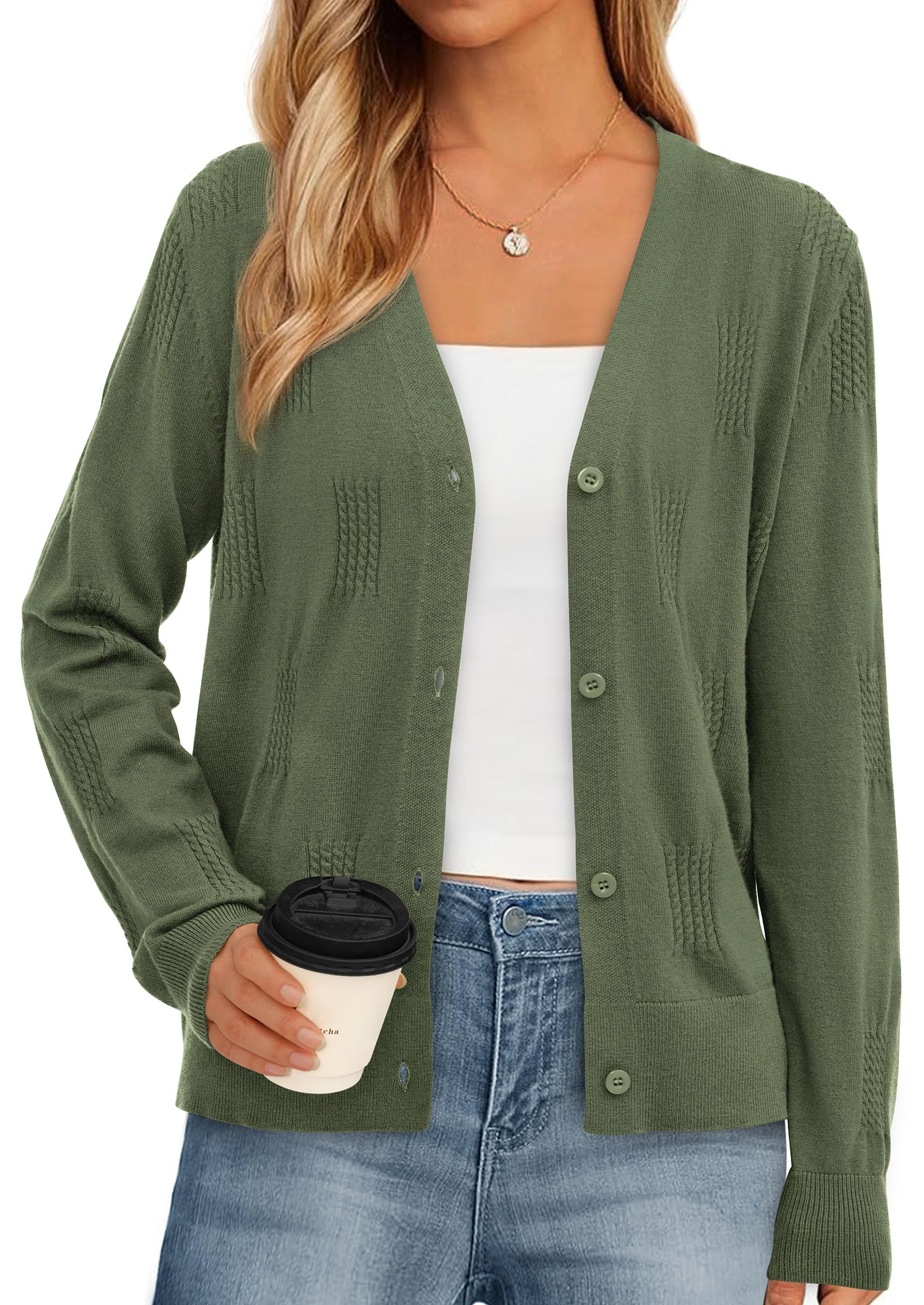 PRETTYGARDEN Women's Soft Winter Cardigan Sweaters Lightweight Knit Button Up Shrug Fall Sweater Tops PRETTYGARDEN