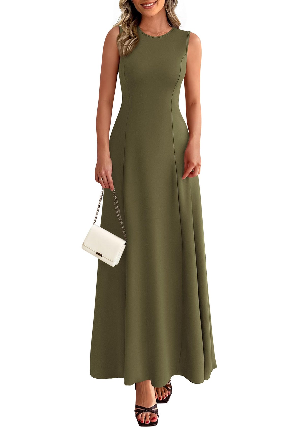 PRETTYGARDEN Women's Summer Tank Maxi Dress Spring Sleeveless Swing A Line Long Flowy Elegant Cocktail Dresses Pockets PRETTYGARDEN