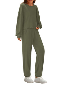 PRETTYGARDEN Women's Two Piece Outfits Lounge Sets Long Sleeve Pullover Tops Sweatpants Fall Fashion Matching Clothing