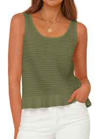 PRETTYGARDEN Womens Spring Crochet Tops Summer Sleeveless Scoop Neck Boho Sweater Tank Top Cute Beach Vacation Clothes PRETTYGARDEN