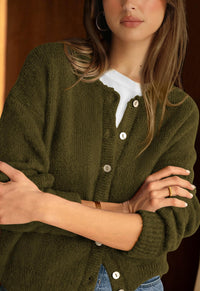 PRETTYGARDEN Long Sleeve Crewneck Button Down Womens Sweaters Fall Open Front Chunky Cardigan Sweaters for Women PRETTYGARDEN