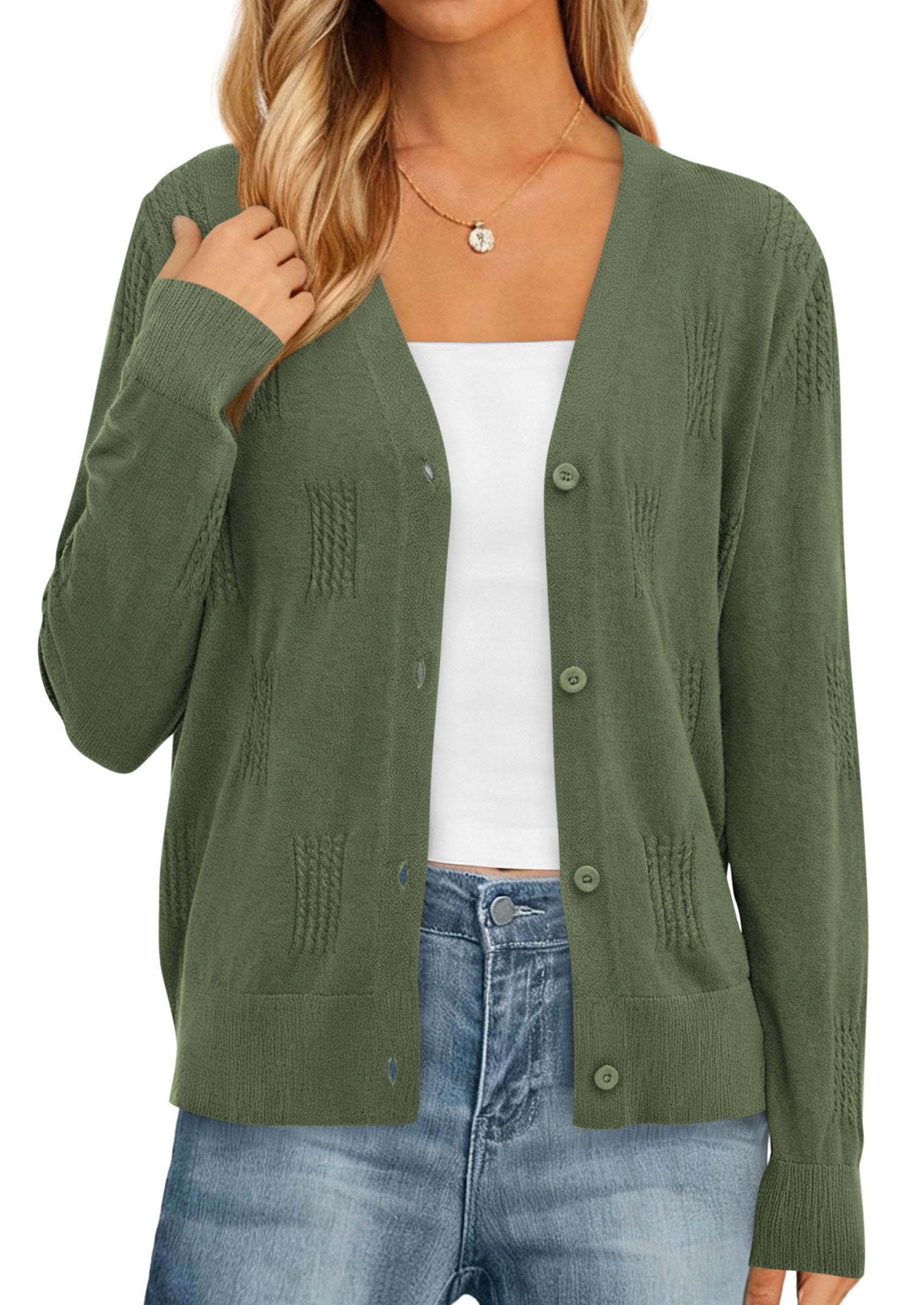 PRETTYGARDEN Women's Soft Winter Cardigan Sweaters Lightweight Knit Button Up Shrug Fall Sweater Tops PRETTYGARDEN