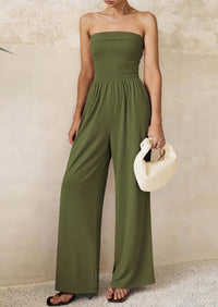 PRETTYGARDEN Tube Jumpsuits for Women Dressy Casual Off Shoulder Wide Leg Rompers Jumper One Piece Vacation Summer Outfits PRETTYGARDEN