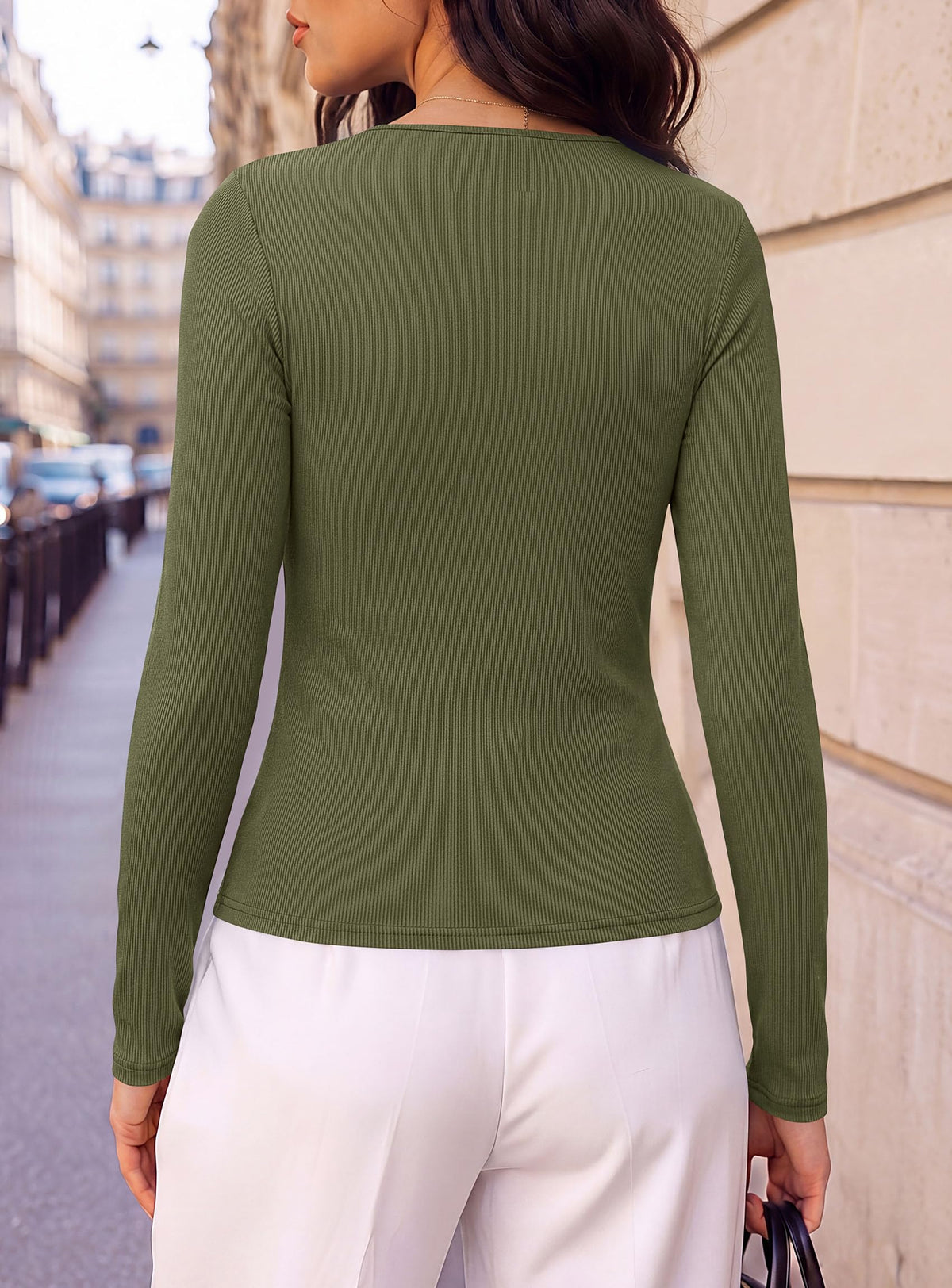 PRETTYGARDEN Women's Ribbed Knit V Neck Fall Blouses Long Sleeve Work Tops Business Casual Office Clothes, Dressy Wrap Shirts, Elegant Going Out Date Night Outfit, Slim Fit, Buckle, Asymmetrical Hem
