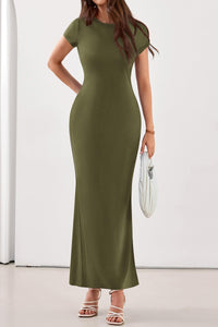 PRETTYGARDEN Womens Summer Maxi Dresses Casual Short Sleeve Crewneck Knit Slit T Shirt Dress Spring Long Beach Sundress PRETTYGARDEN