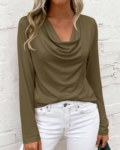 PRETTYGARDEN Womens Spring Tops Dressy Cowl Neck Long Sleeve Shirts Loose Business Casual Blouses Teacher Tunic Top PRETTYGARDEN