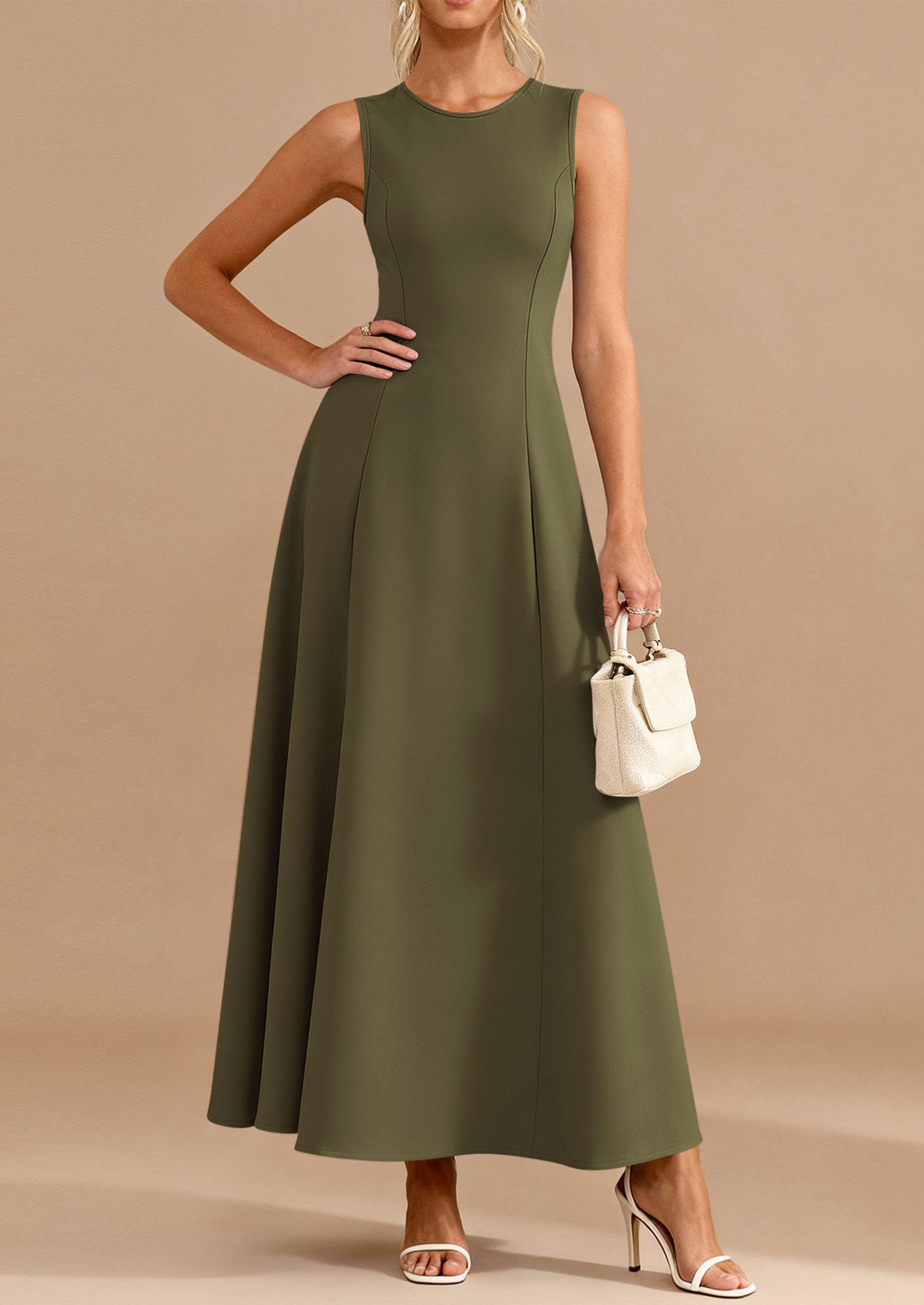 PRETTYGARDEN Women's Summer Tank Maxi Dress Spring Sleeveless Swing A Line Long Flowy Elegant Cocktail Dresses Pockets PRETTYGARDEN