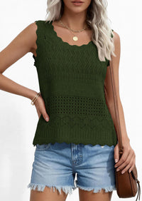 PRETTYGARDEN Womens Crochet Tank Tops Summer Spring Boho Sleeveless Cute Knit Sweater Vest Trendy Beach Vacation Clothes PRETTYGARDEN