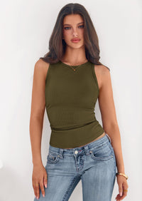 PRETTYGARDEN Womens Summer High Neck Ribbed Tank Tops Casual Basic Sleeveless Slim Fitted Racerback Workout T Shirts PRETTYGARDEN