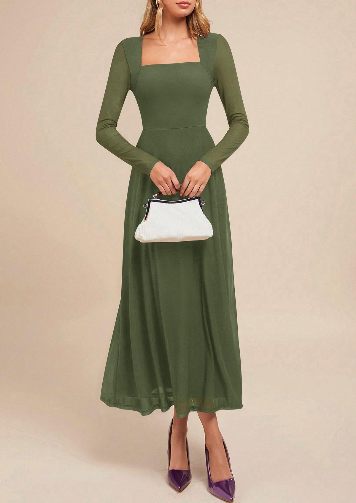 PRETTYGARDEN Women's Flowy Maxi Mesh Fall Cocktail Wedding Guest Dresses