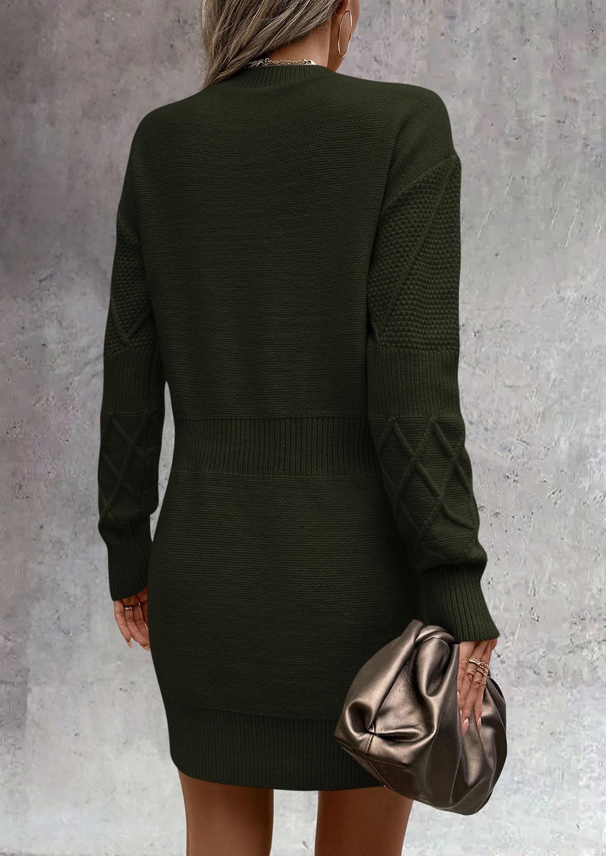 Women's Long Sleeve Short Sweater Dress Chunky Ribbed Knit Tunic Pullover Oversized Fall Sweaters