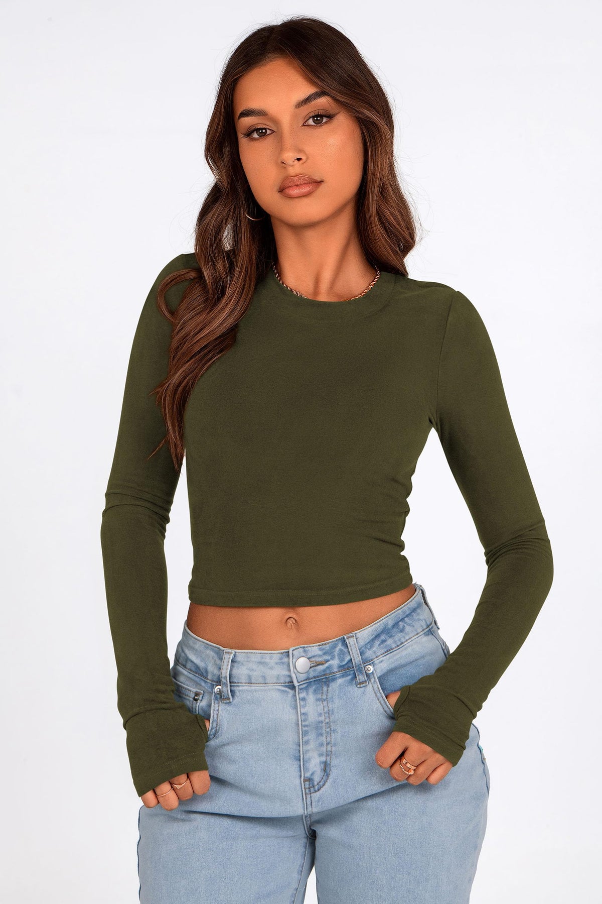 Long Sleeve Crop Tops Y2K Fashion Clothes Basic Slim Fit Tee Shirts Blouse