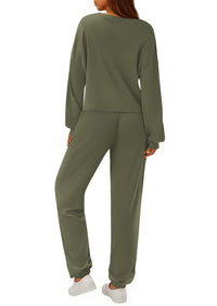 PRETTYGARDEN Women's Two Piece Outfits Lounge Sets Long Sleeve Pullover Tops Sweatpants Fall Fashion Matching Clothing