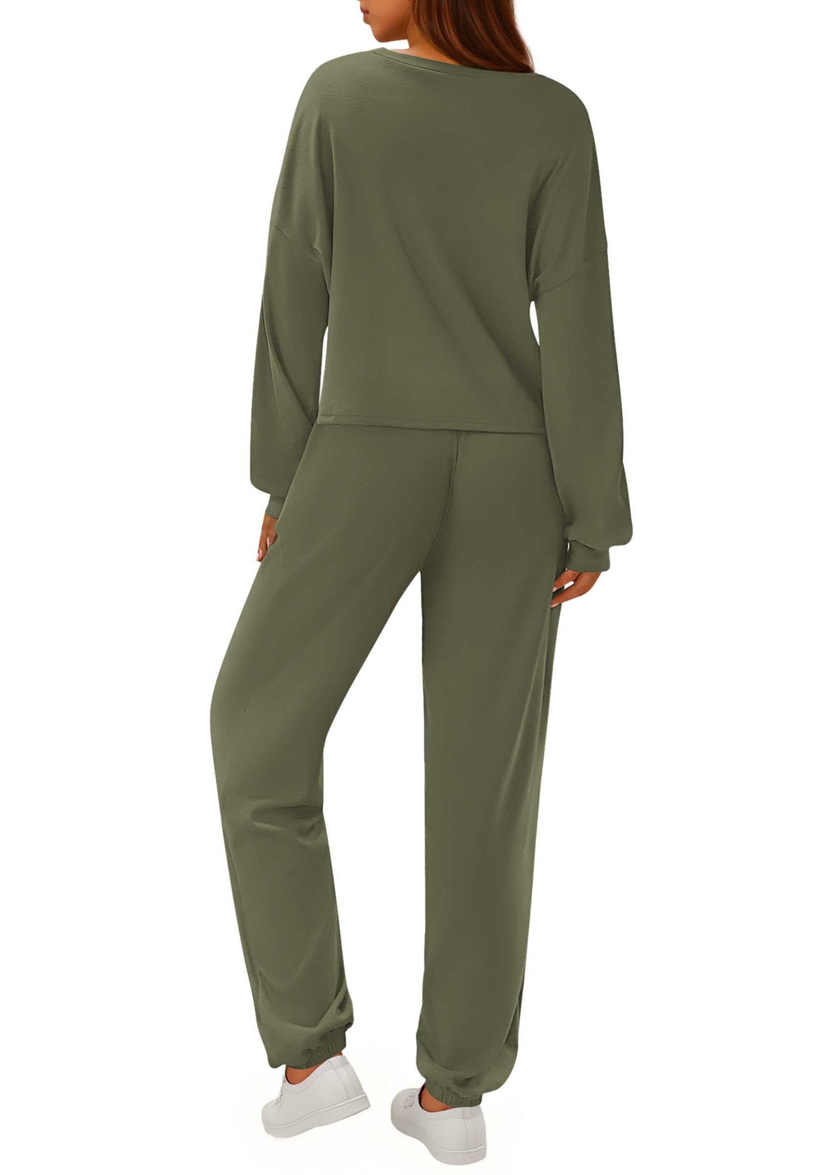 PRETTYGARDEN Women's Two Piece Outfits Lounge Sets Long Sleeve Pullover Tops Sweatpants Fall Fashion Matching Clothing