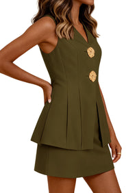 PRETTYGARDEN Womens Summer Sleeveless Blazer Vest Tops Trendy V Neck Button Down Business Casual Suit Vests Waistcoat PRETTYGARDEN