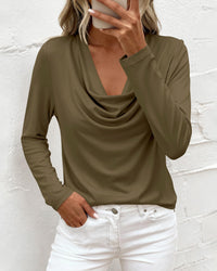 PRETTYGARDEN Womens Spring Tops Dressy Cowl Neck Long Sleeve Shirts Loose Business Casual Blouses Teacher Tunic Top PRETTYGARDEN